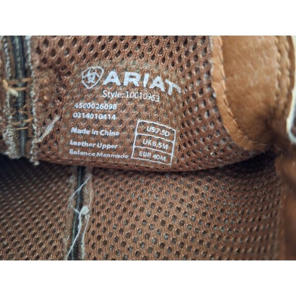 Ariat Brown Mens Leather Cowboy Boots Size 9.5D Western Square Toe Style 1001096 - Picture 2 of 13